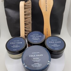 Cole Haan Premium Shoe Care Kit – Complete Set with Creams, Brushes & Pouch NWT